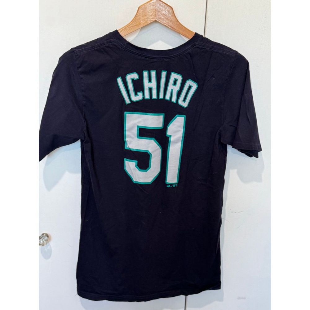 Youth Majestic Seattle Mariners Ichiro 51 Jersey XL Navy Teal short sleeve - Picture 3 of 8